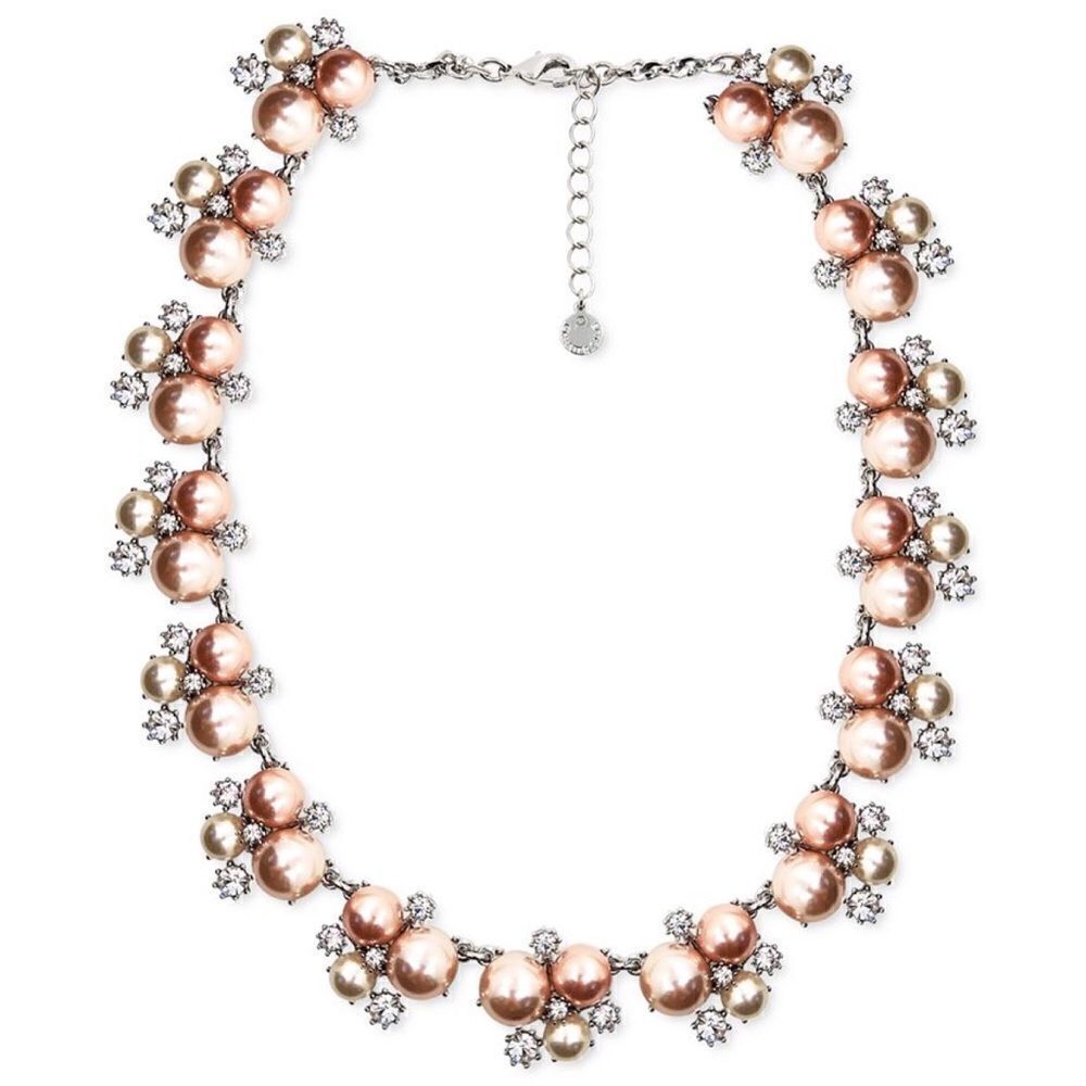 Charter Club Silver-Tone Crystal & Colored Imitation Pearl Burst Collar Necklace